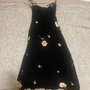 Floral Black Dress with Yellow Accents